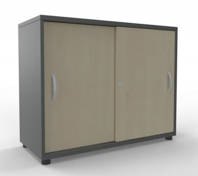 Schiebetürenschrank TEN 2 OH, 100 cm onyxgrau/Ahorn